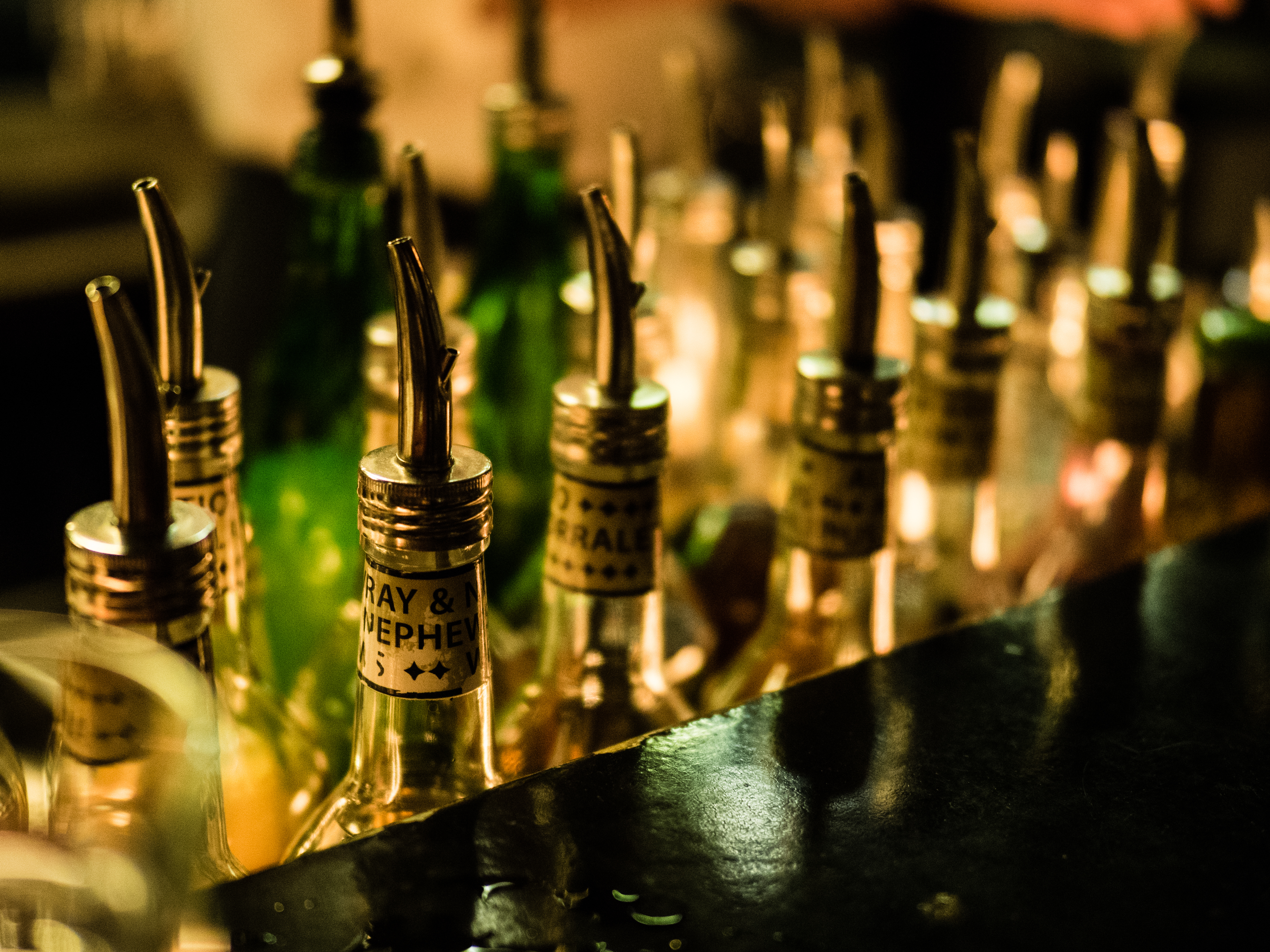 Close-Up Of Wine Bottles