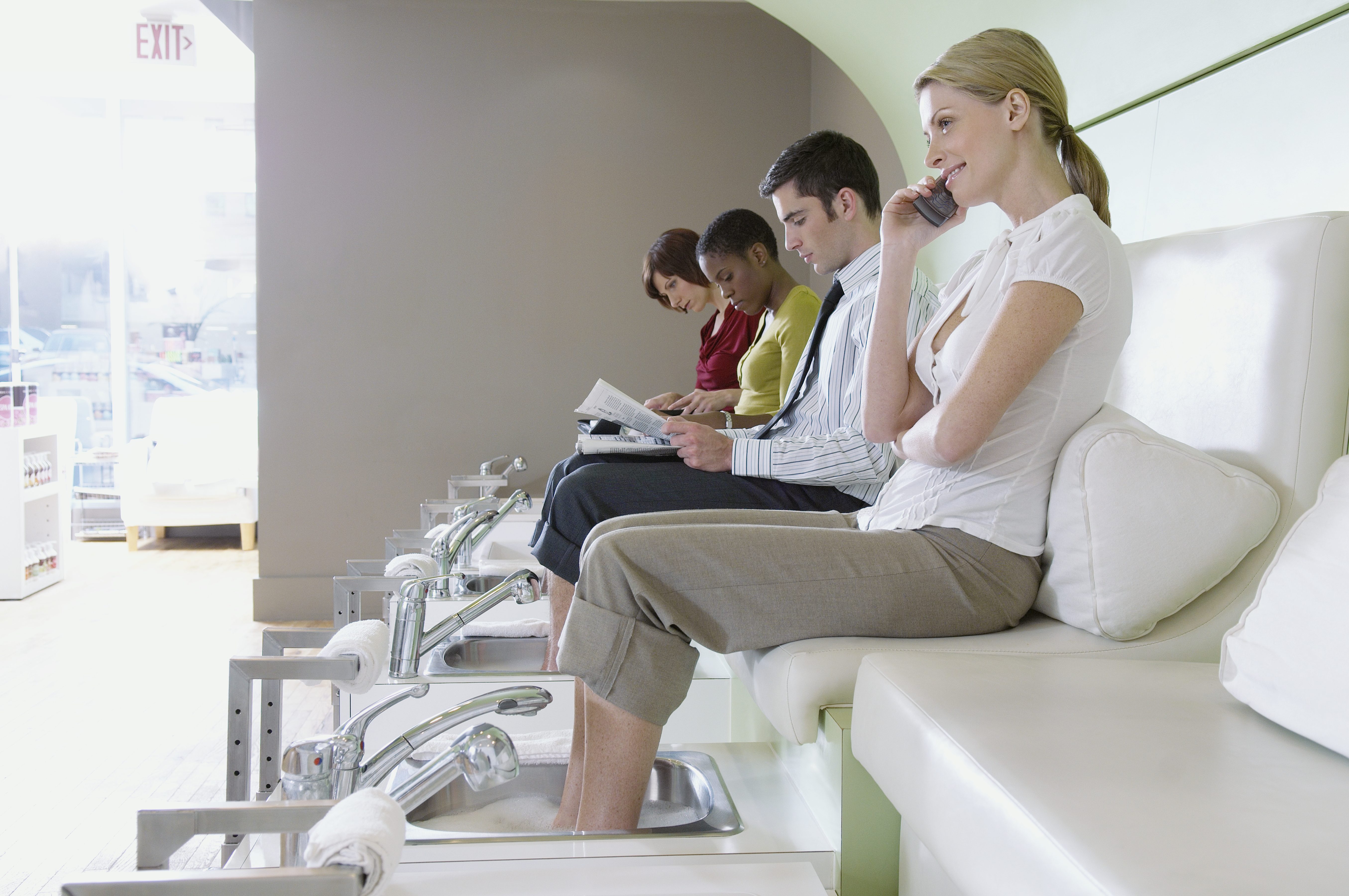 People enjoying footbaths