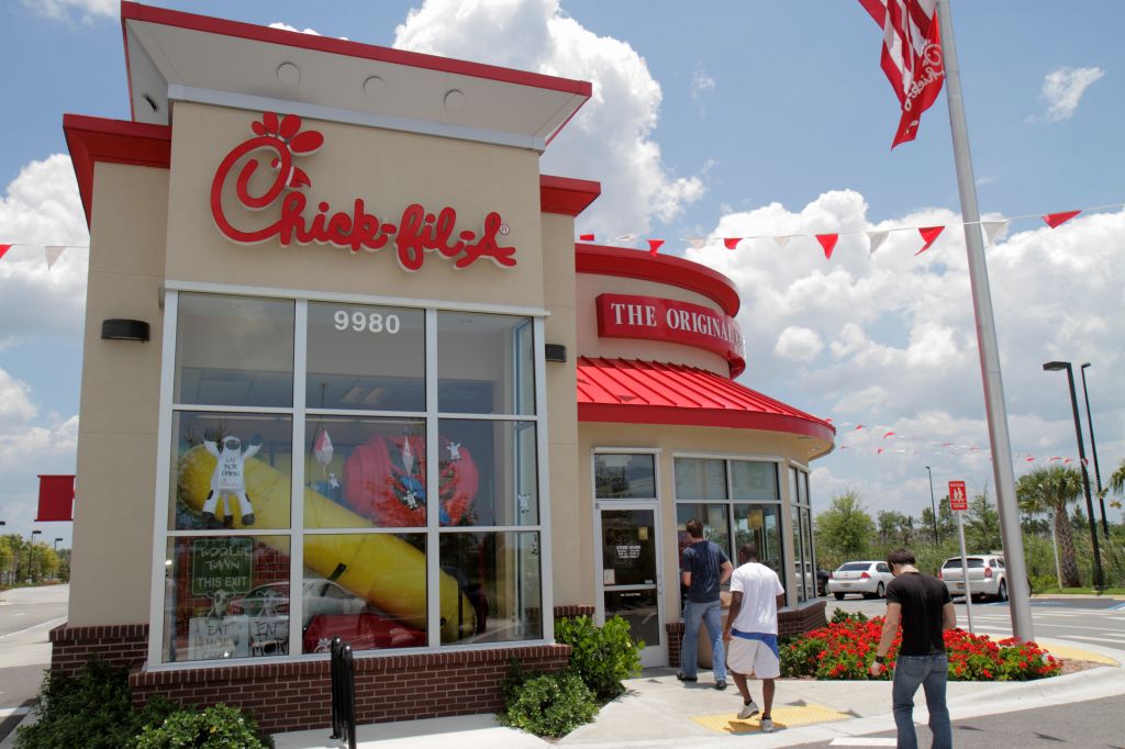 The exterior of Chick-fil-A in Naples, Florida.