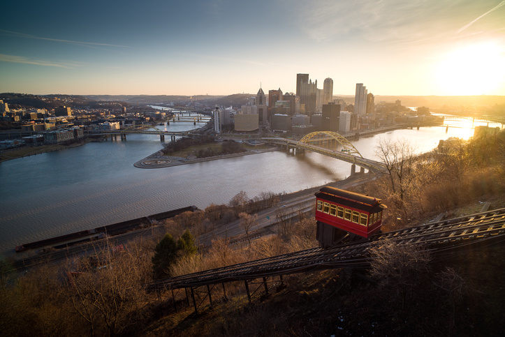Sunrise in Pittsburgh from Duquesne Incline