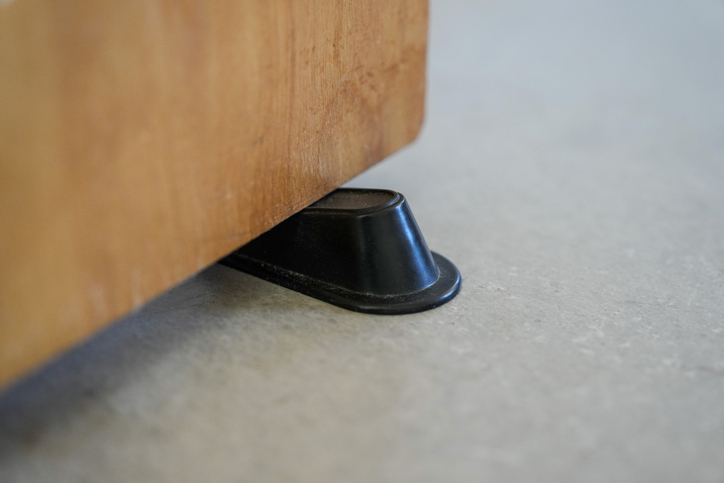 Rubber door stop in close up detail